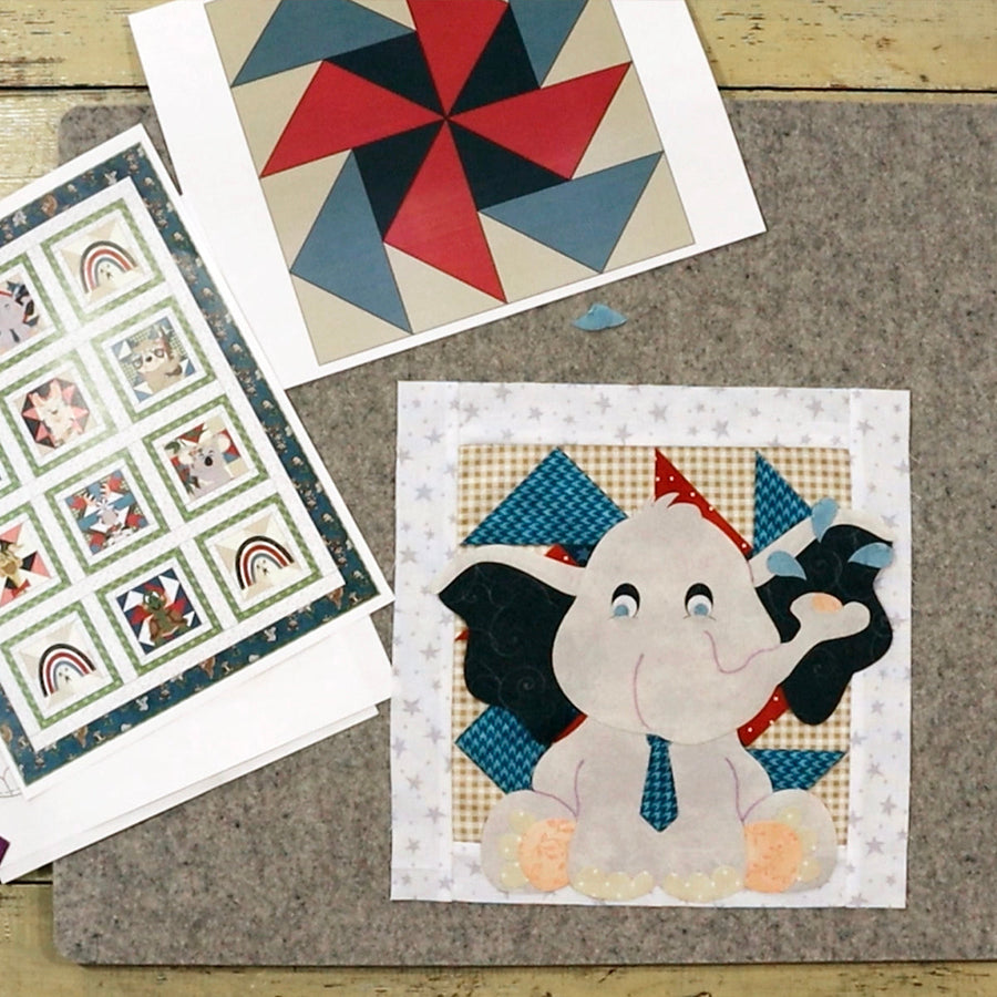 Baby Elephant Quilt Block Applique Assembly