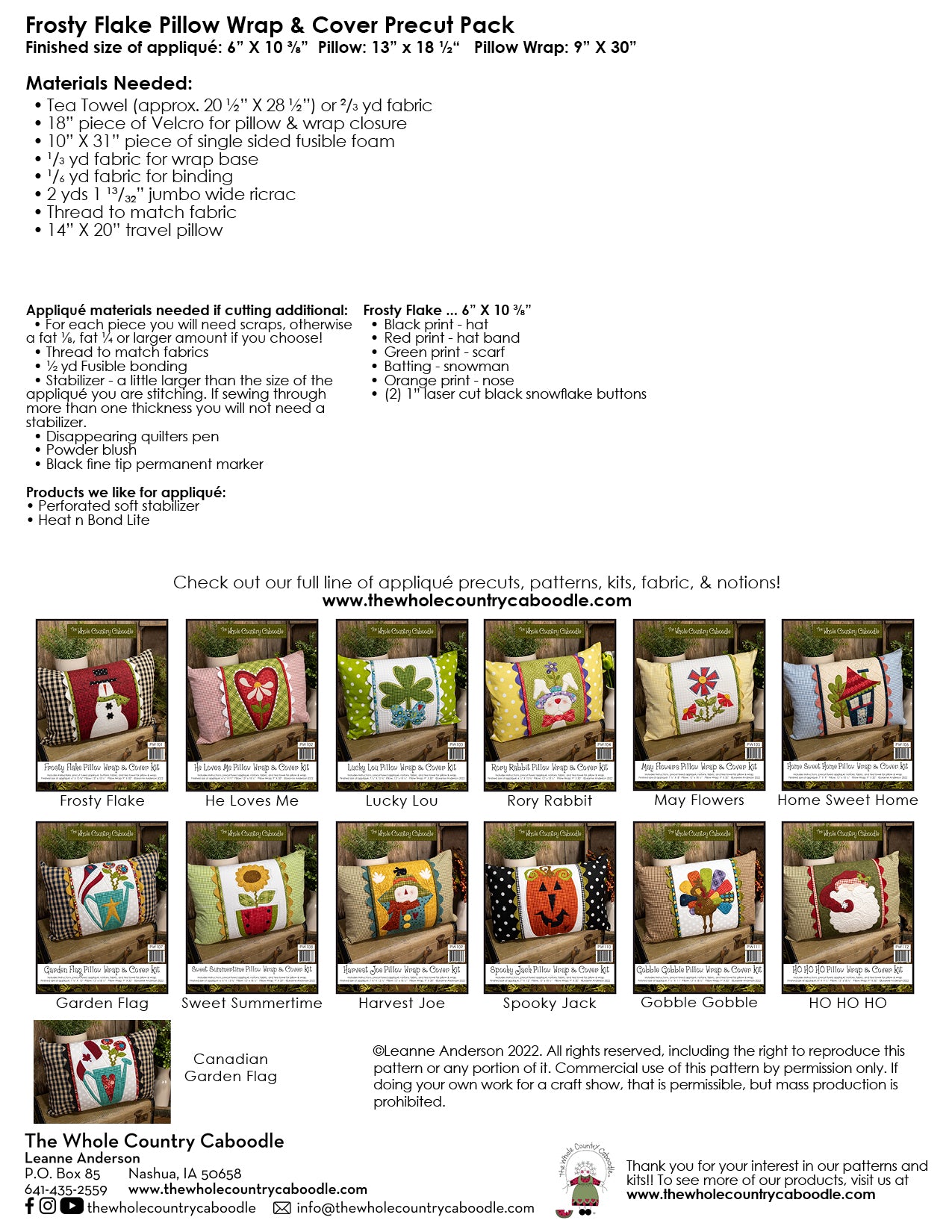 Frosty Flake Pillow Wrap & Cover Pattern