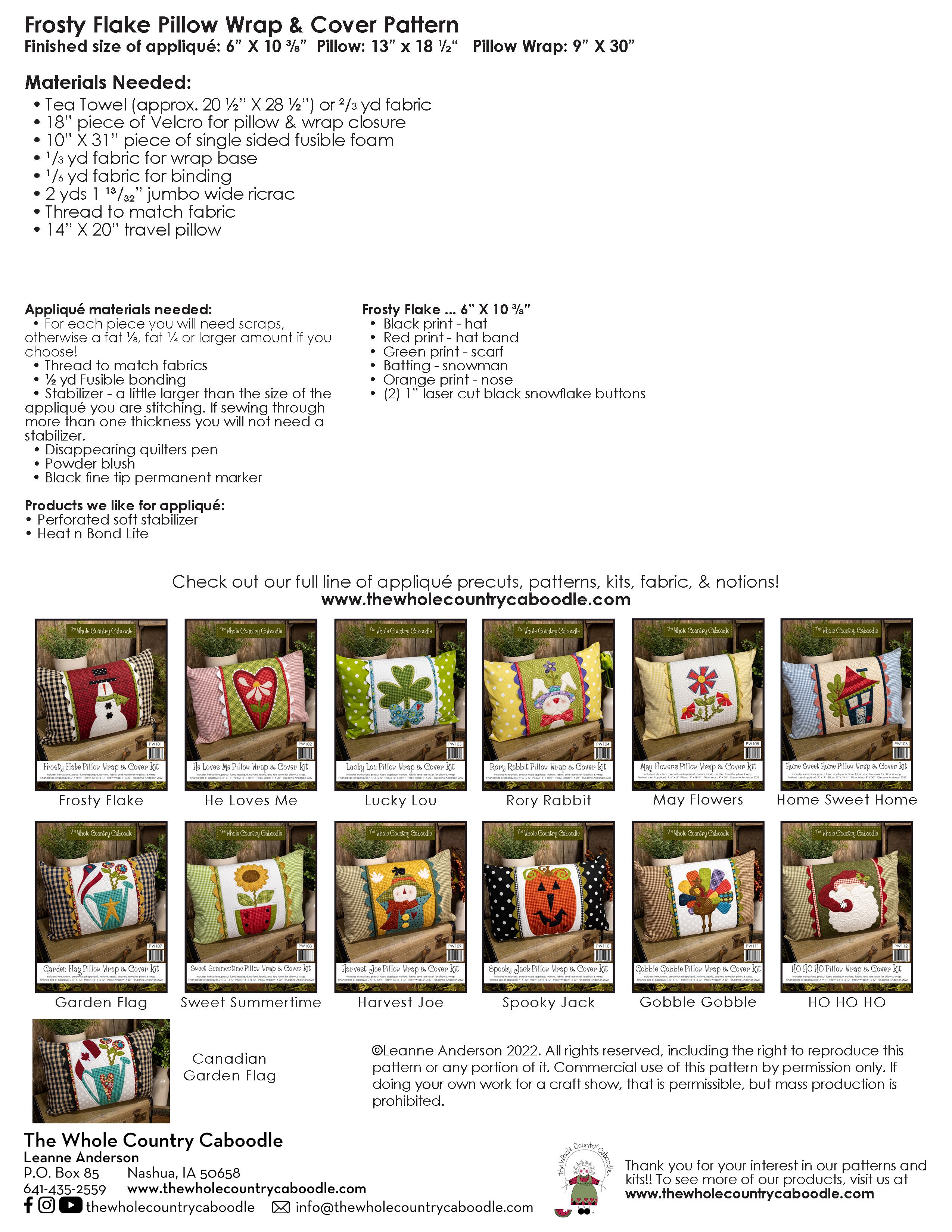 Frosty Flake Pillow Wrap & Cover Pattern