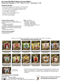 He Loves Me Pillow Wrap & Cover Pattern