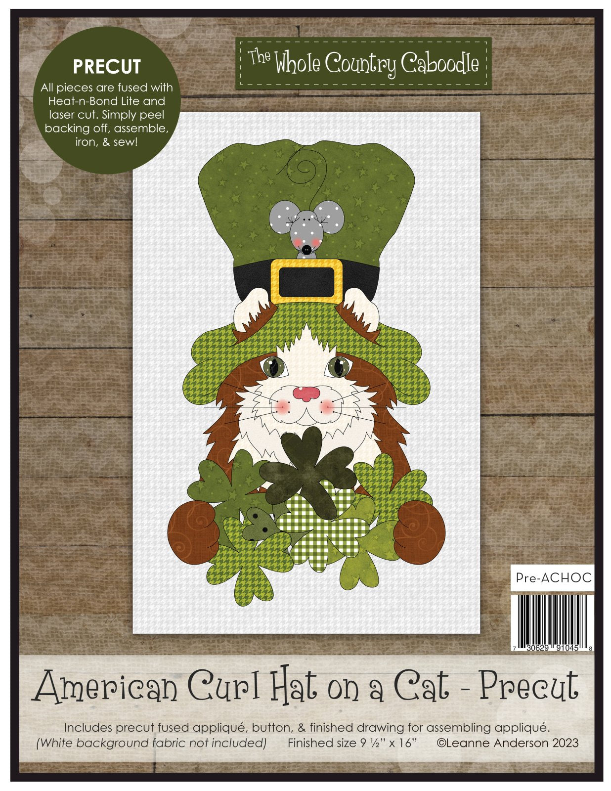 American Curl Hat on a Cat Applique Pattern