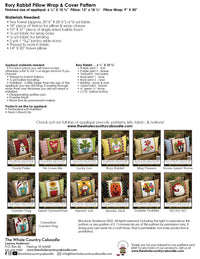 Rory Rabbit Pillow Wrap & Cover Pattern