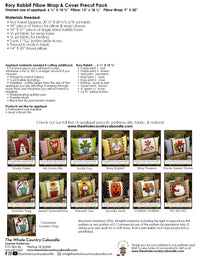 Rory Rabbit Pillow Wrap & Cover Pattern