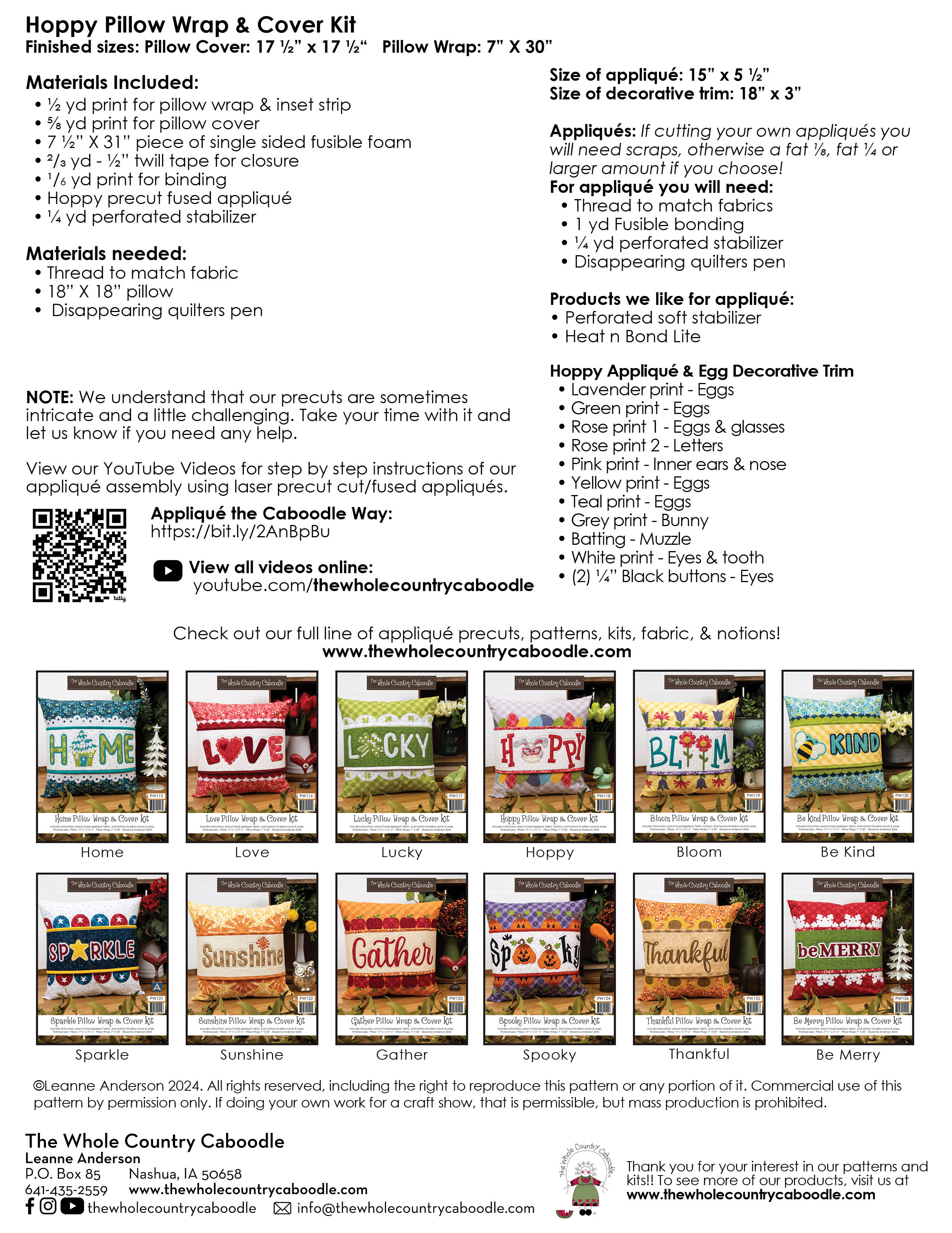 Hoppy Pillow Wrap & Cover Kit