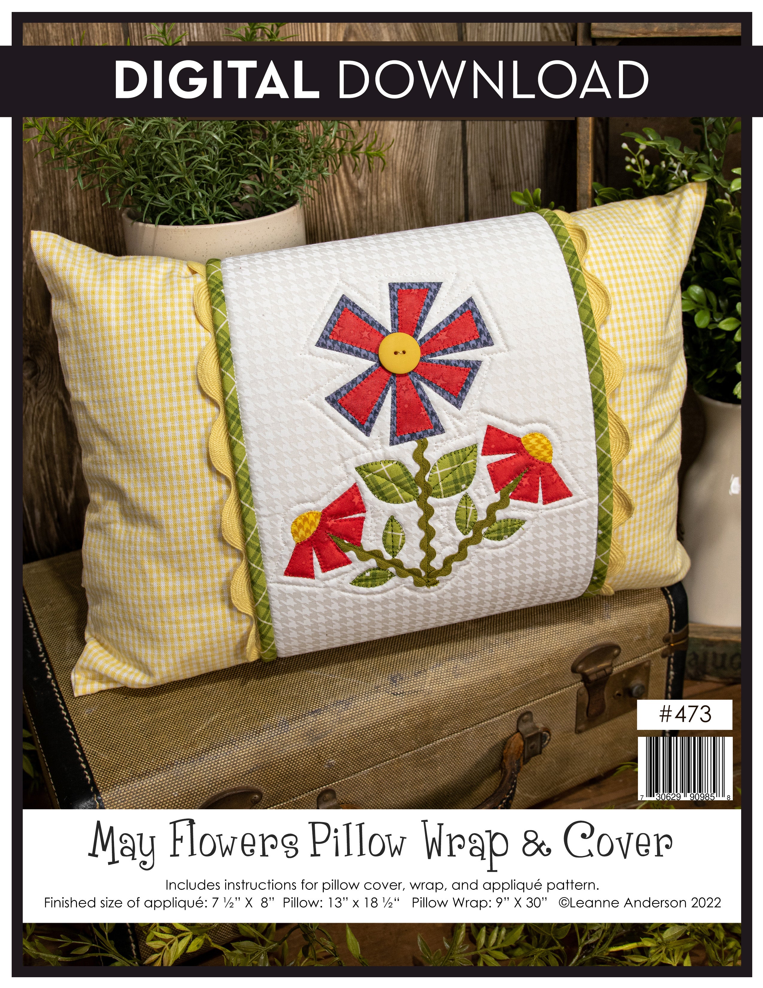 May Flowers Pillow Wrap & Cover Pattern
