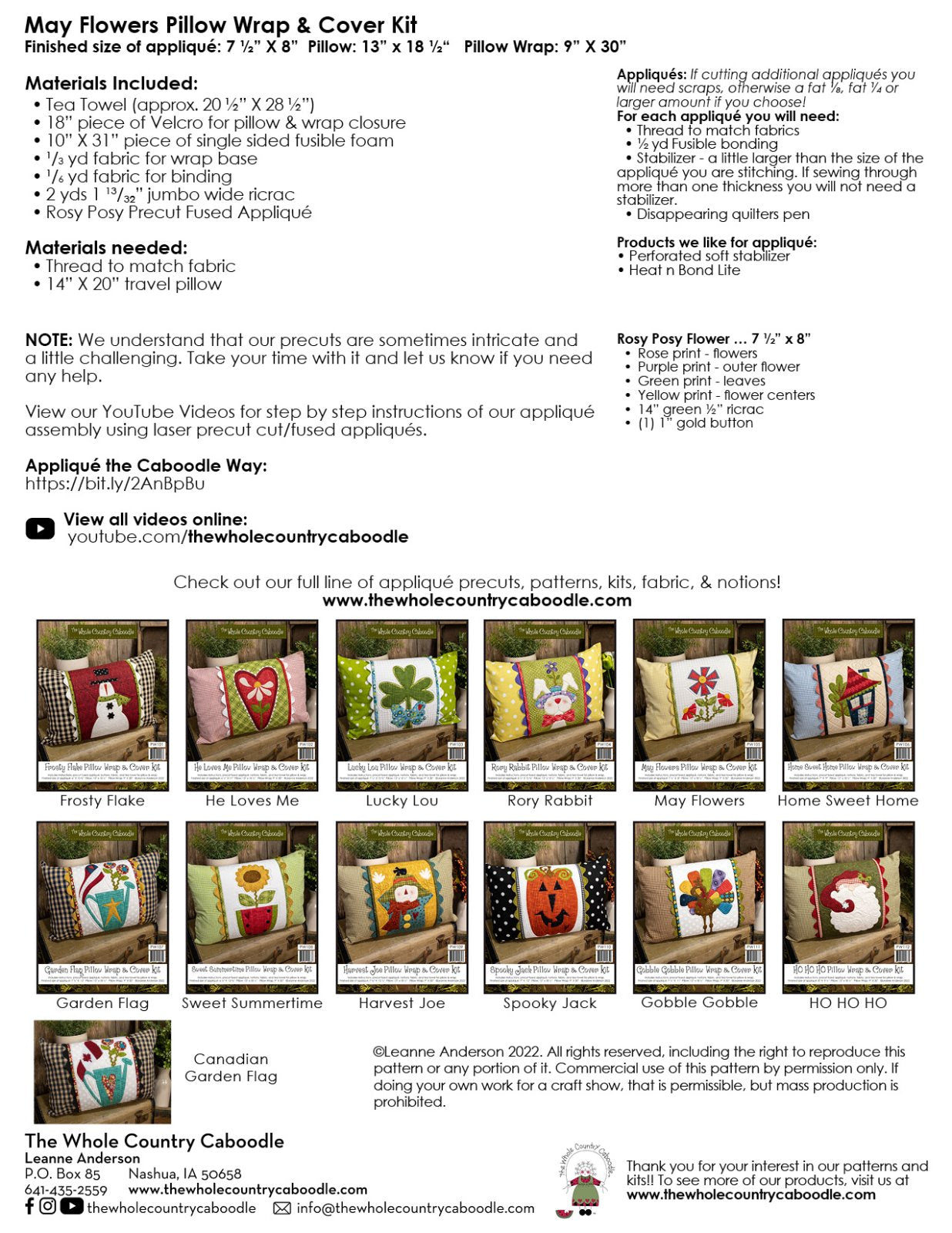 May Flowers Pillow Wrap & Cover Kit