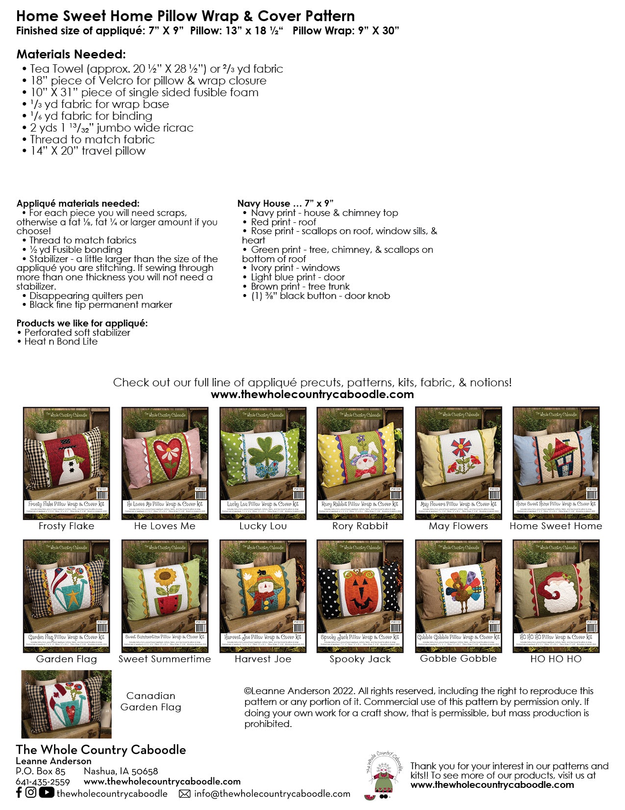 Home Sweet Home Pillow Wrap & Cover Pattern