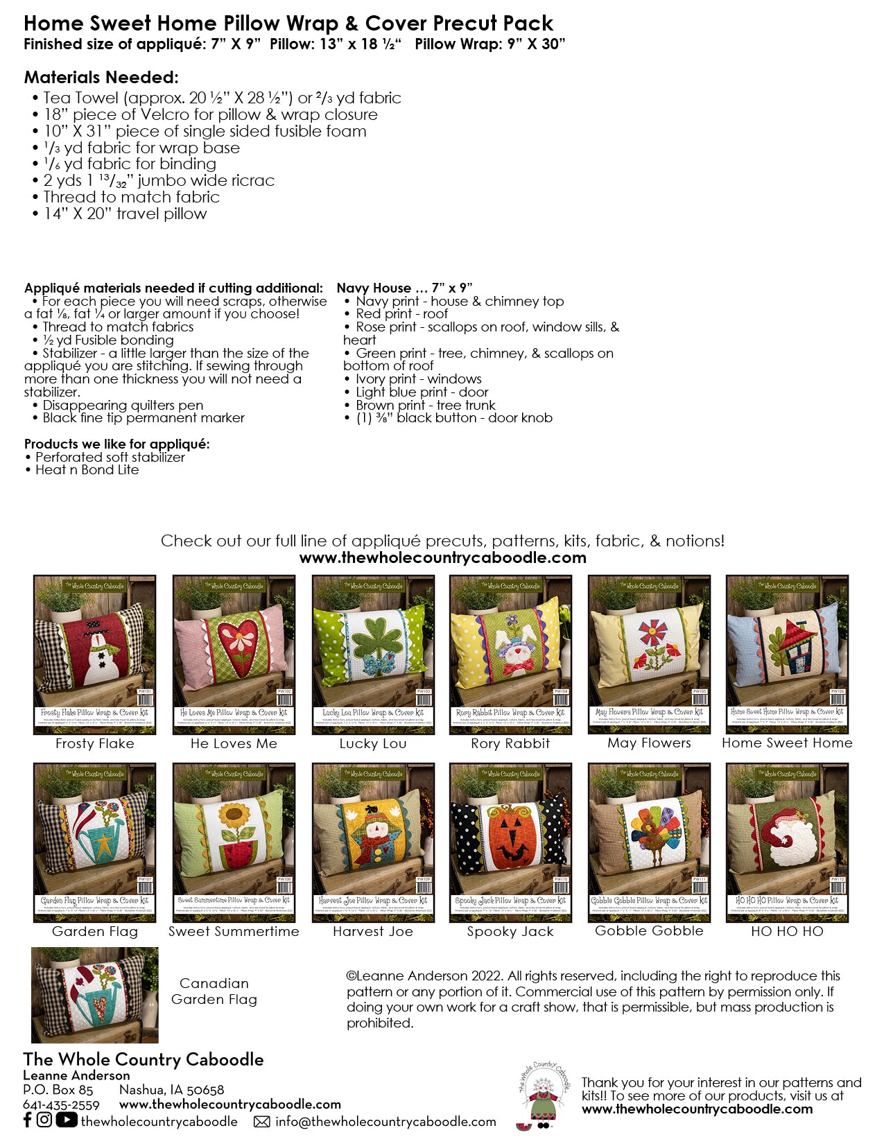 Home Sweet Home Pillow Wrap & Cover Pattern