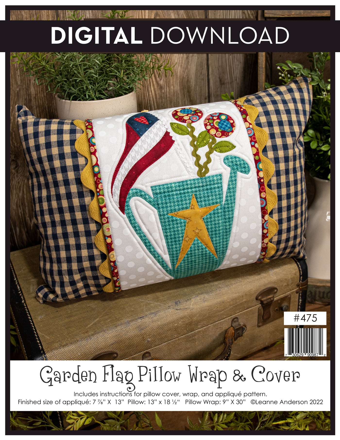 Garden Flag Pillow Wrap & Cover Pattern