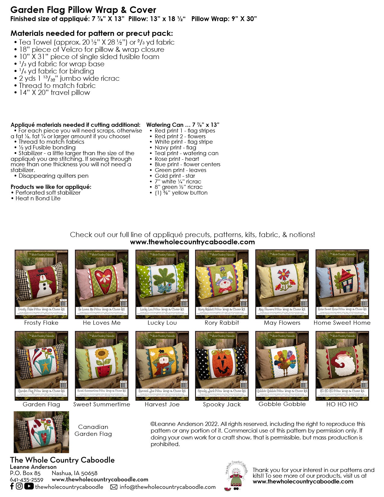 Garden Flag Pillow Wrap & Cover Pattern