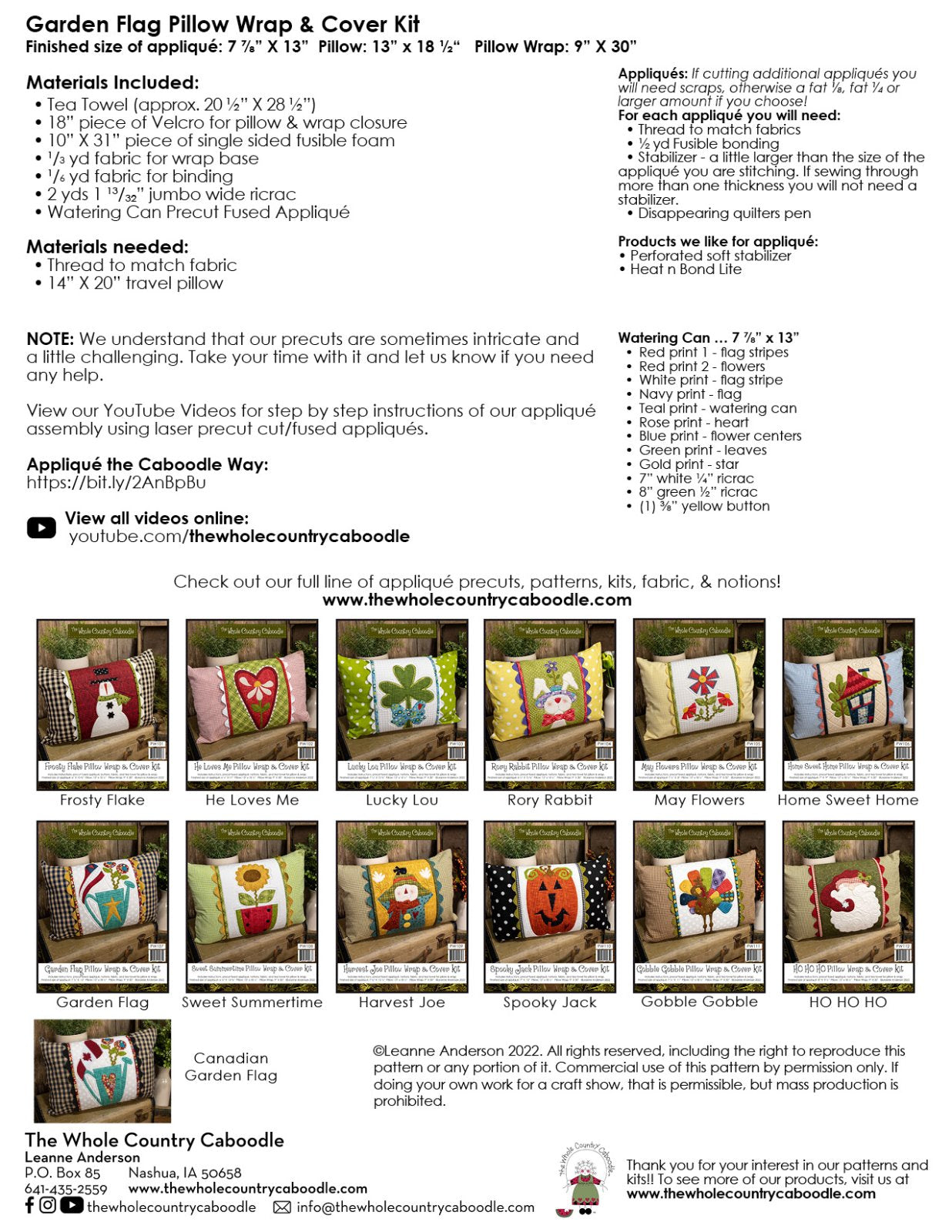 Garden Flag Pillow Wrap & Cover Kit