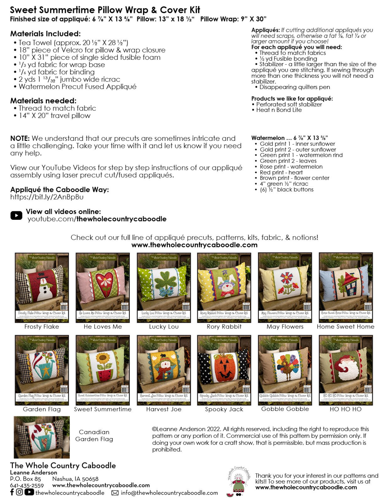 Sweet Summertime Pillow Wrap & Cover Kit