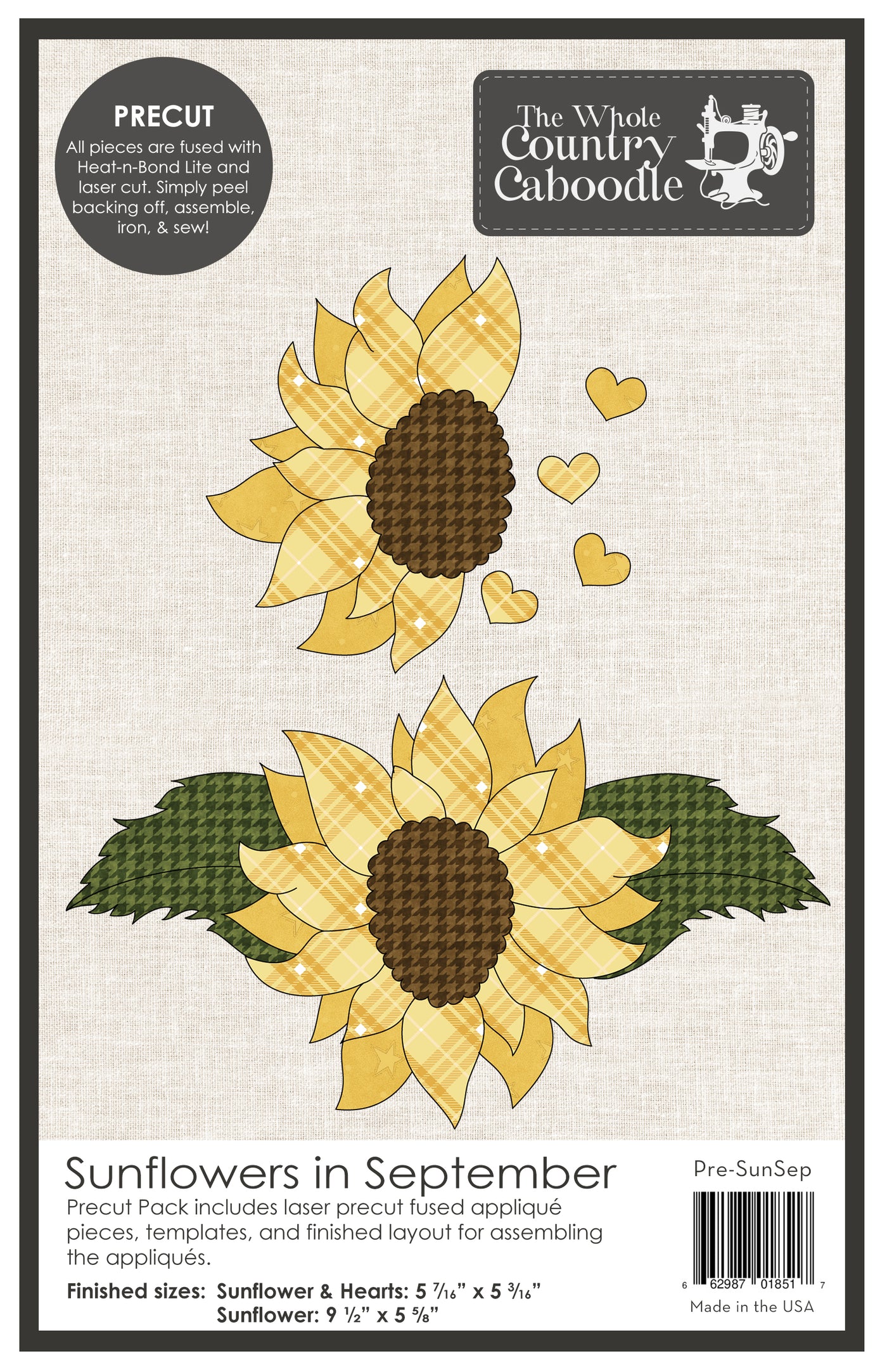 Sunflowers in September Precut Fused Applique Pack