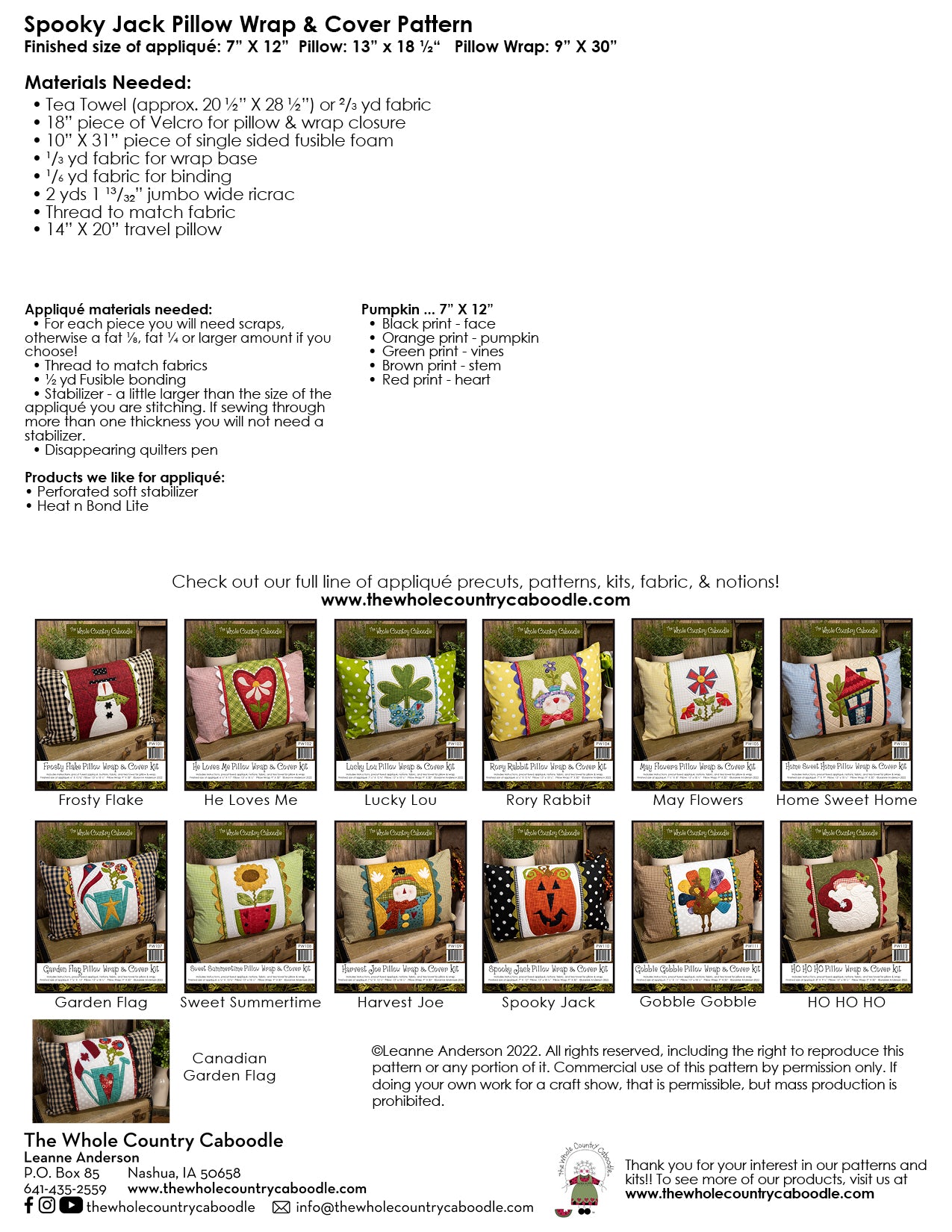 Spooky Jack Pillow Wrap & Cover Pattern