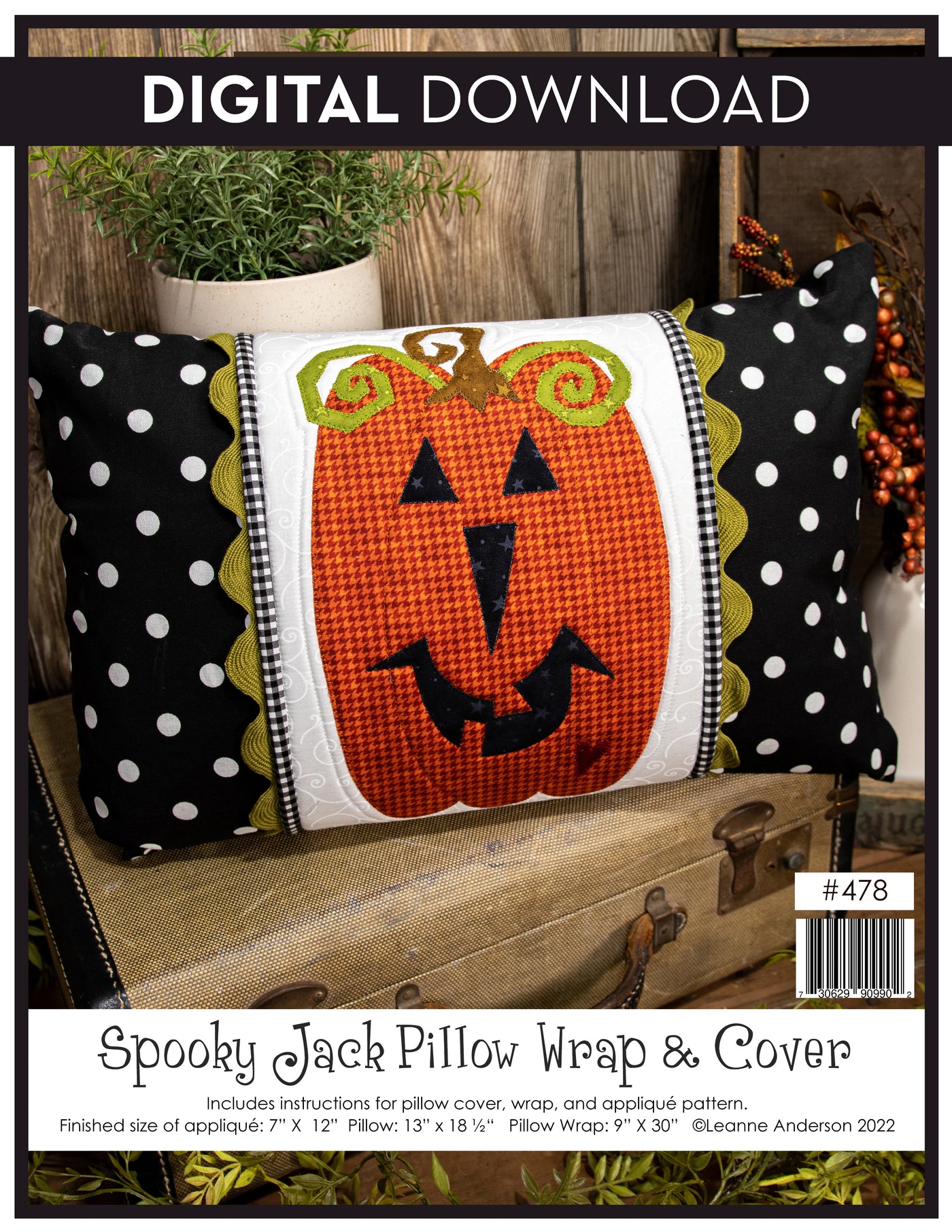 Spooky Jack Pillow Wrap & Cover Pattern