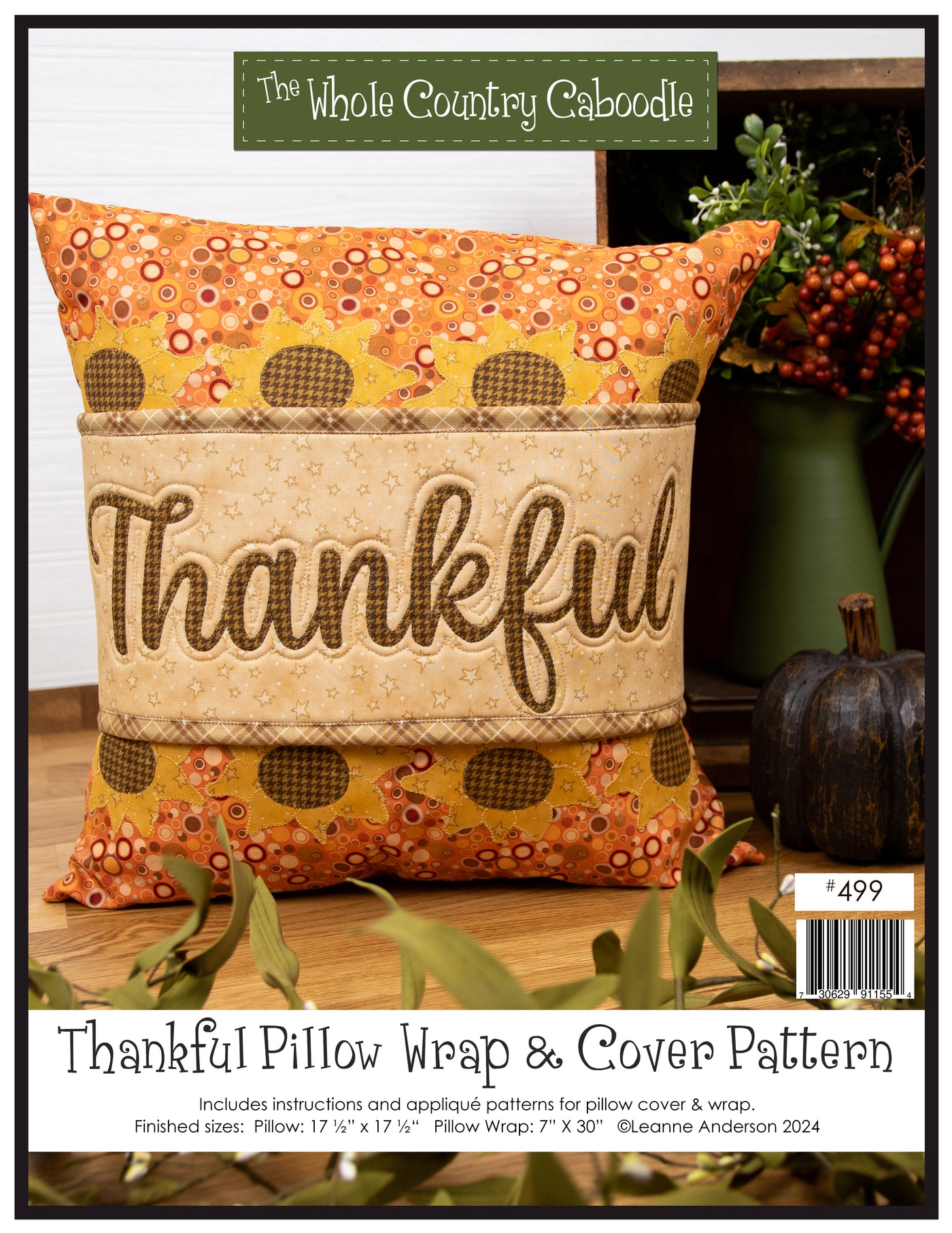 Thankful Pillow Wrap & Cover Pattern