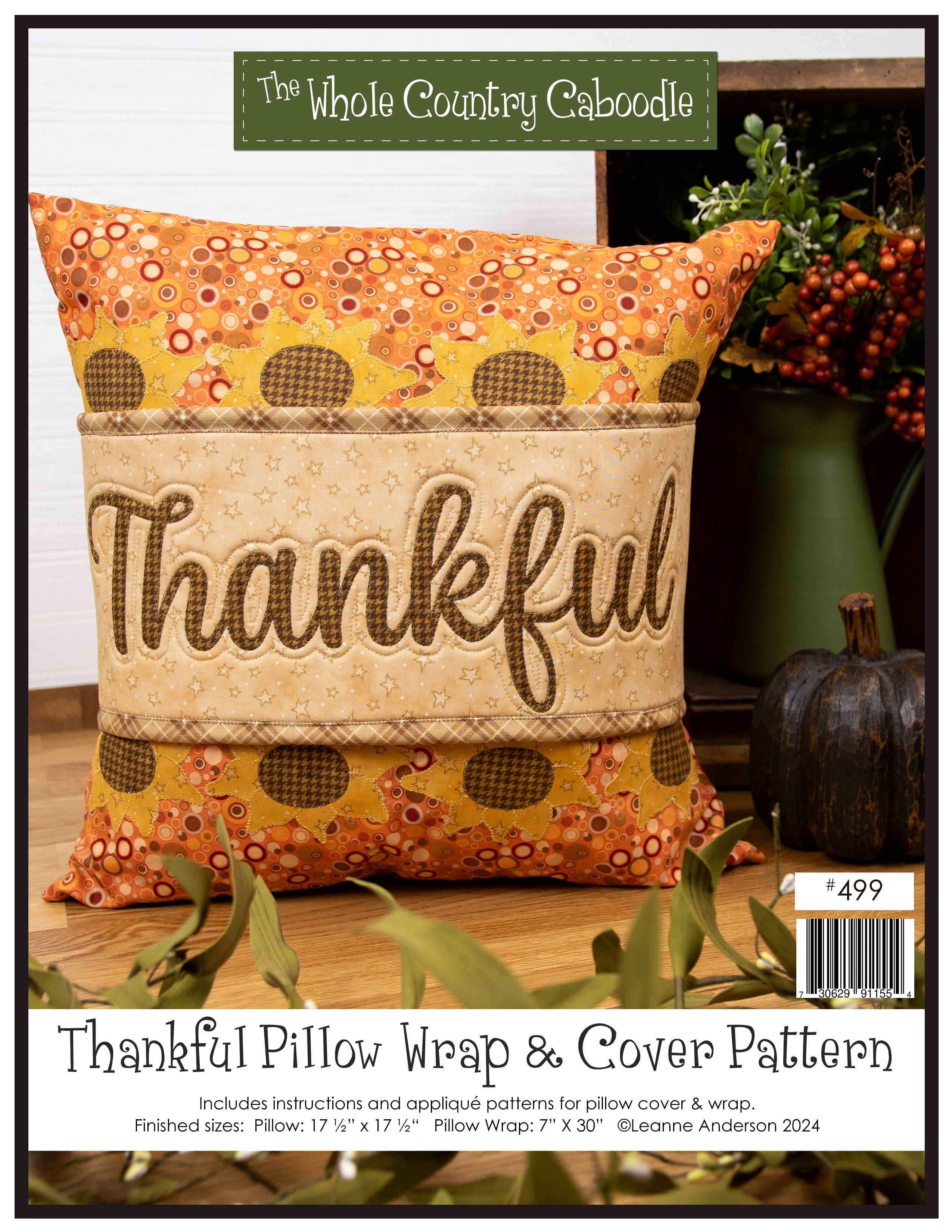 Thankful Pillow Wrap & Cover Pattern