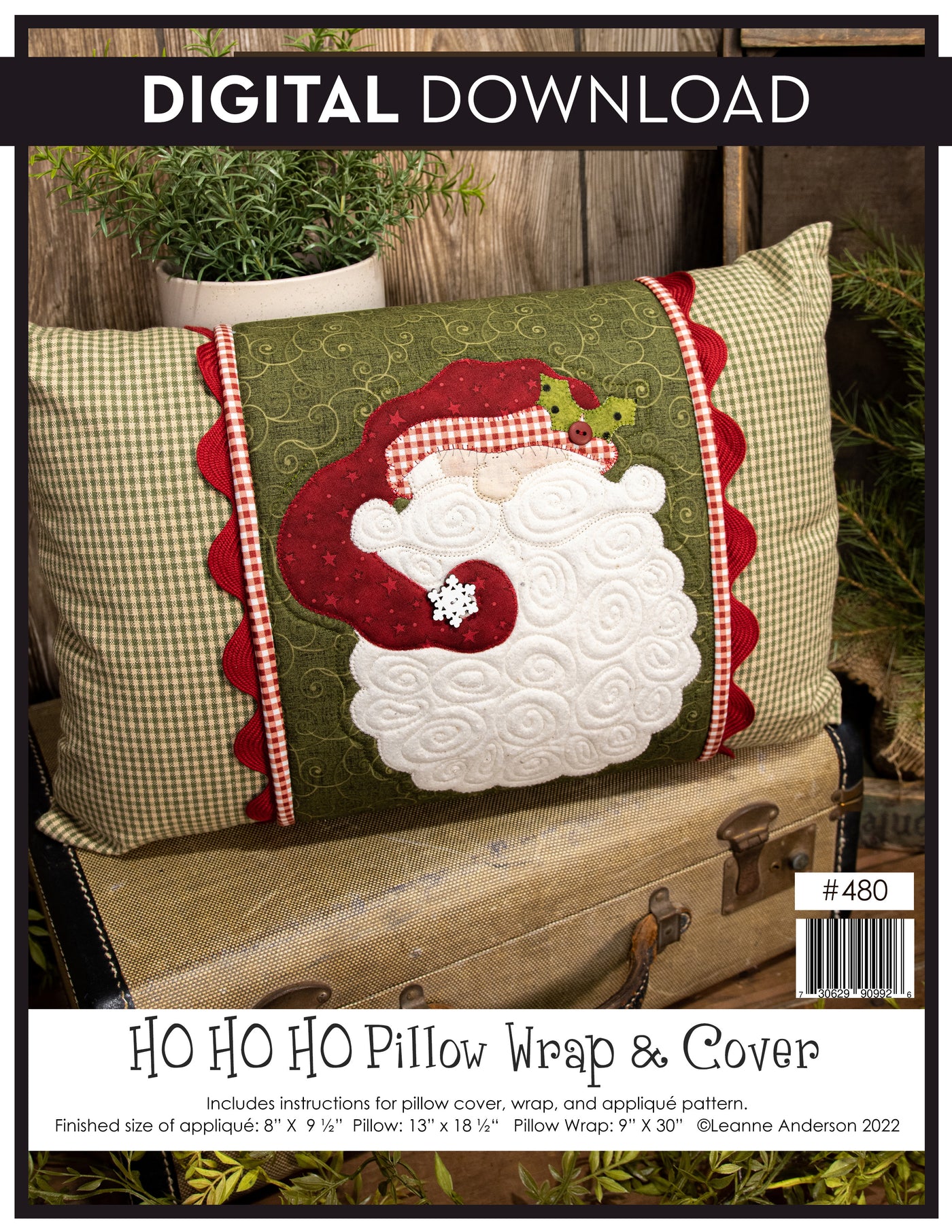 Ho Ho Ho Pillow Wrap & Cover Pattern