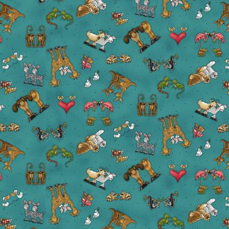 1757-77 Teal Tossed Characters || Two by Two