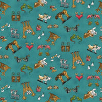 1757-77 Teal Tossed Characters || Two by Two