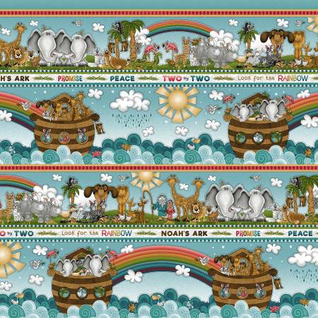 1759-17 Teal Border Stripe || Two by Two
