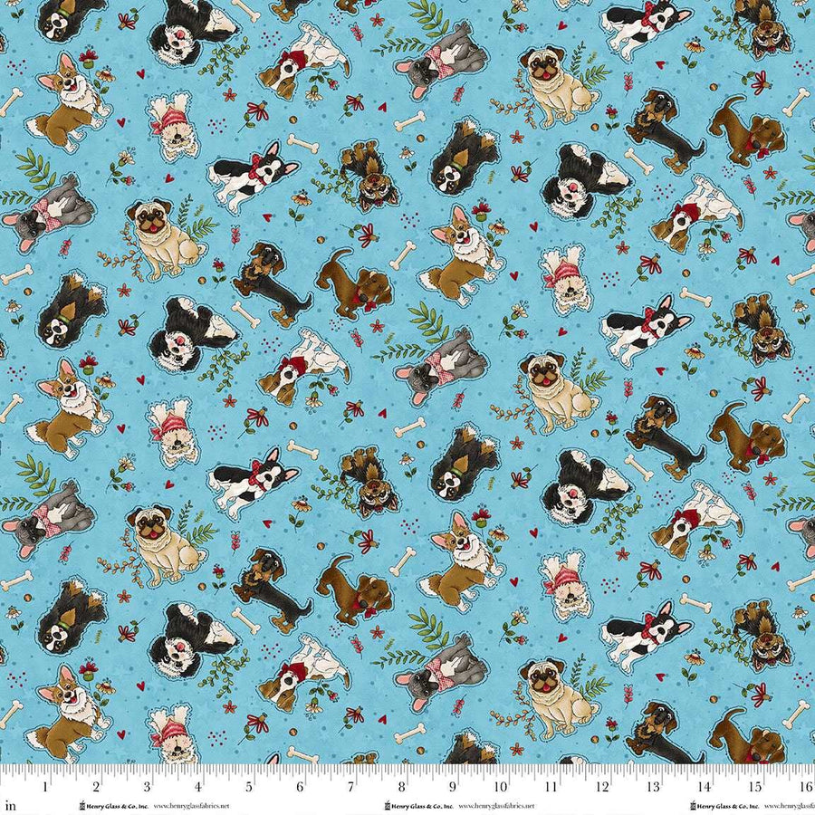 1862-11 Blue Small Dogs || Home is Where the Dog is II