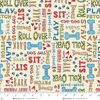 1865-44 Cream Word Print || Home is Where the Dog is II