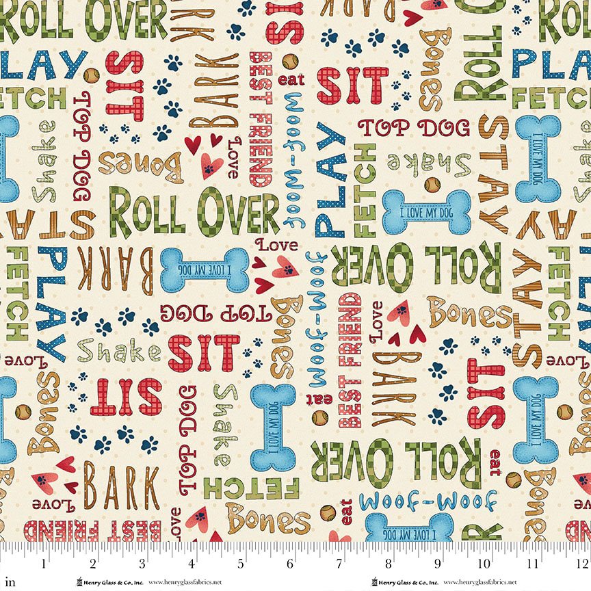 1865-44 Cream Word Print || Home is Where the Dog is II