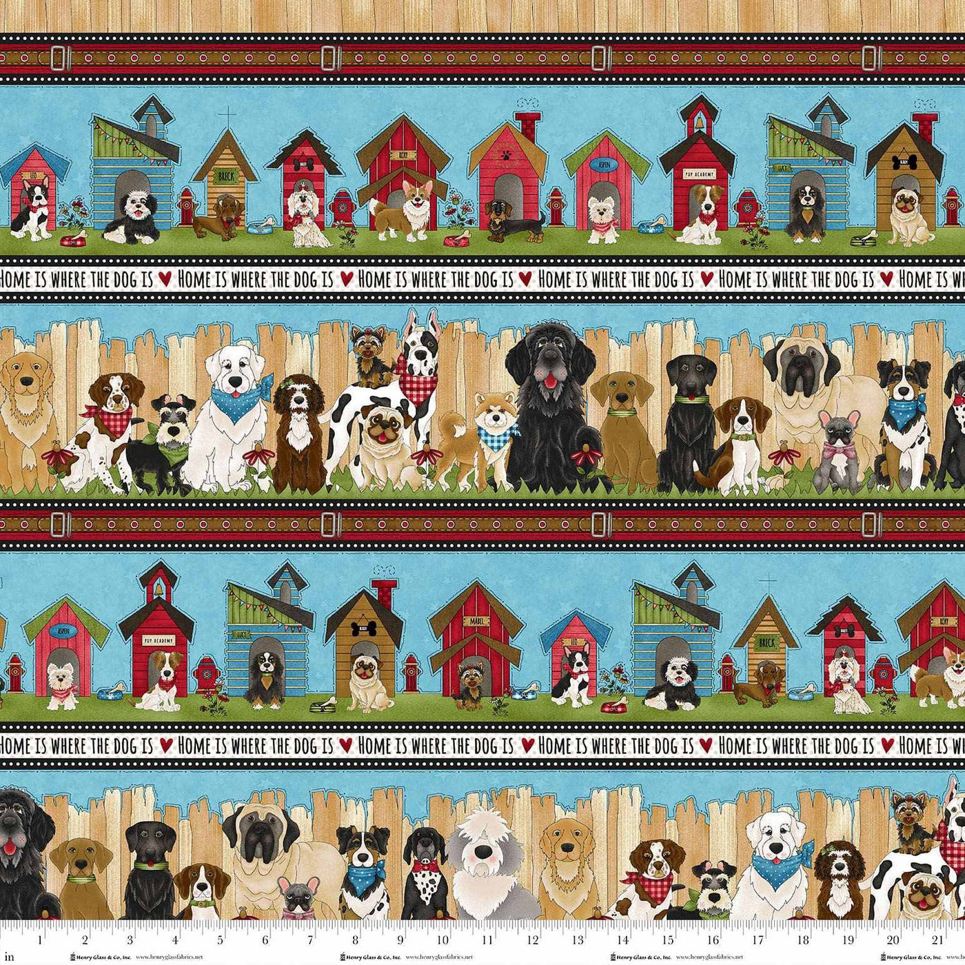 1866-11 Blue Border Stripe || Home is Where the Dog is II
