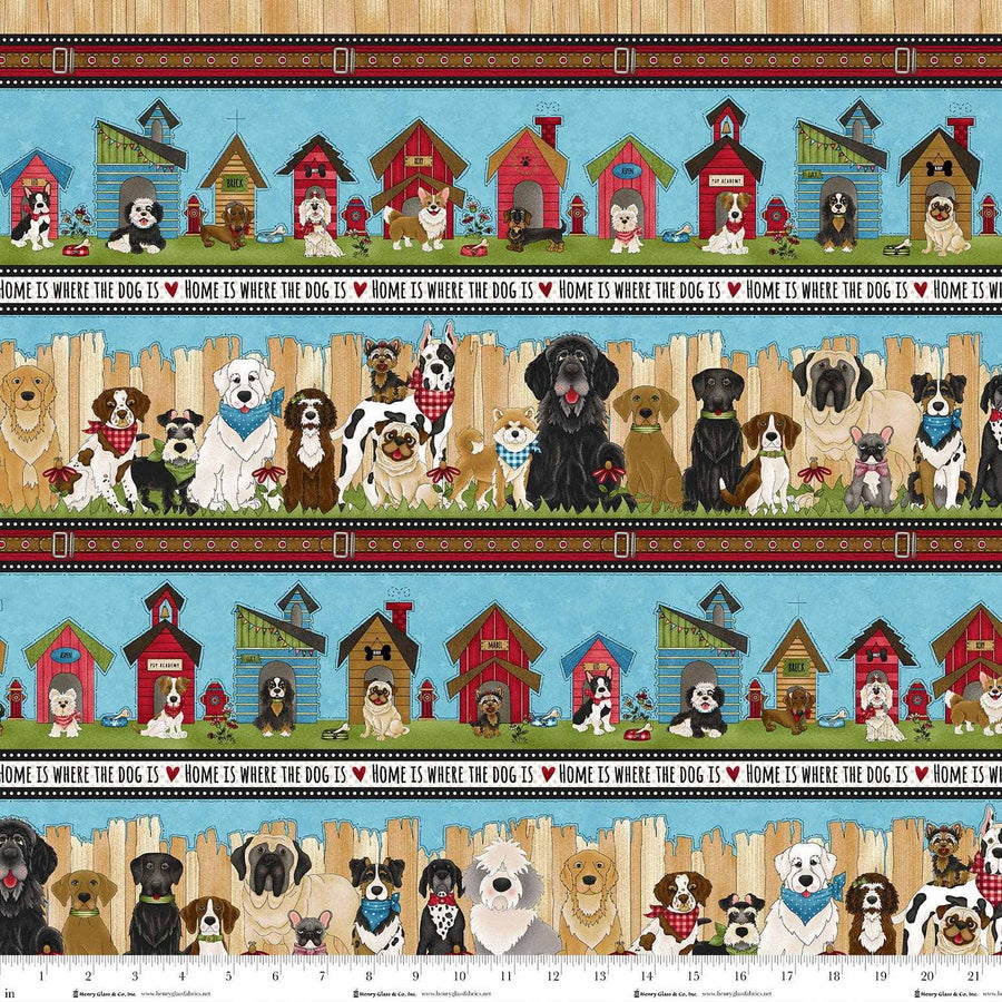 1866-11 Blue Border Stripe || Home is Where the Dog is II