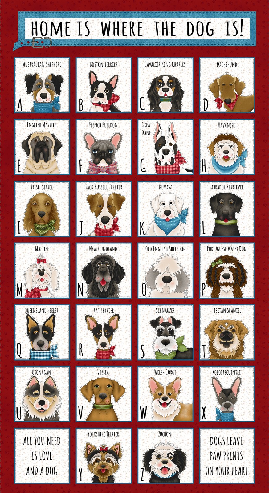 1867P-88 Red Alphabet Panel || Home is Where the Dog is II