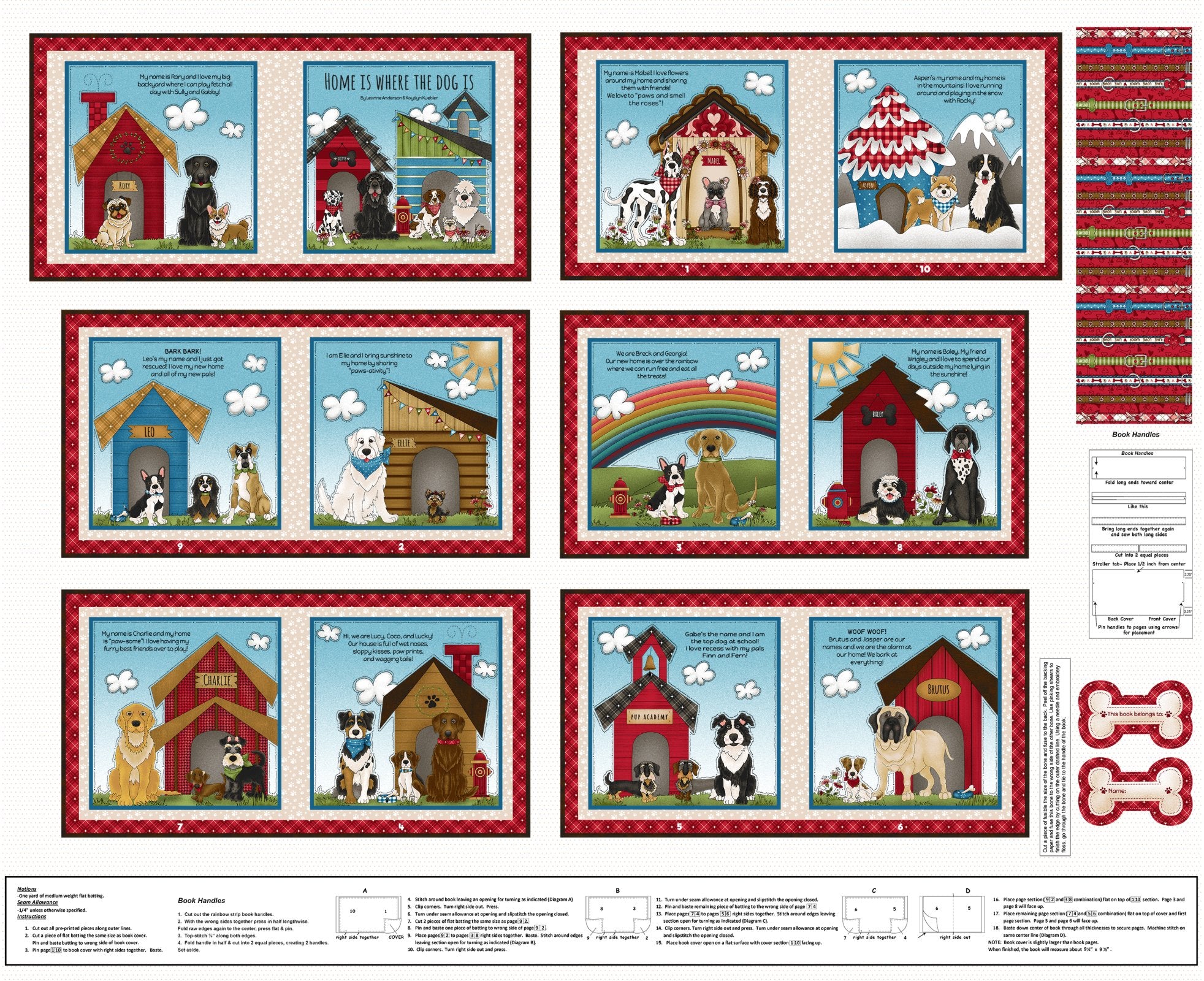 1869P-01 Book Panel (each) || Home is Where the Dog is II