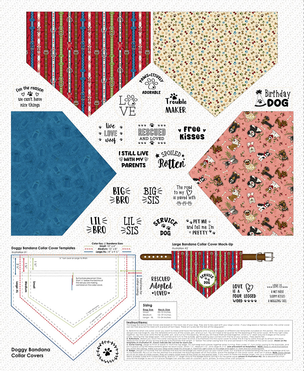 1870P-01 Doggy Bandana Collar Covers Panel || Home is Where the Dog is II