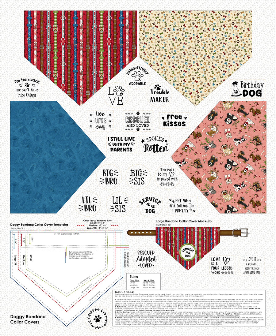 1870P-01 Doggy Bandana Collar Covers Panel || Home is Where the Dog is II