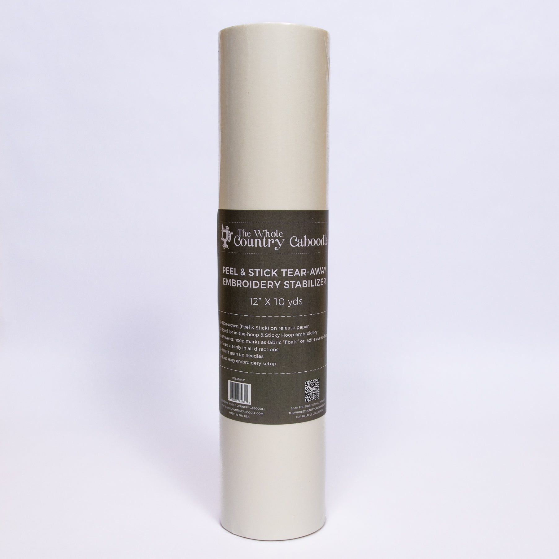 Peel & Stick Tear-Away Embroidery Stabilizer Roll 12in x 10 yds
