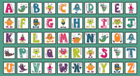 2348B-76 Teal Alphabet Blocks || Silly Gilly Returns (per yard)