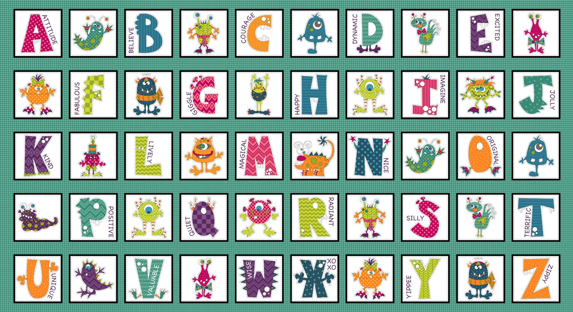 2348B-76 Teal Alphabet Blocks || Silly Gilly Returns (each)