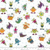 2427MK-01 White Tossed Characters Minky || Silly Gilly Returns Minky