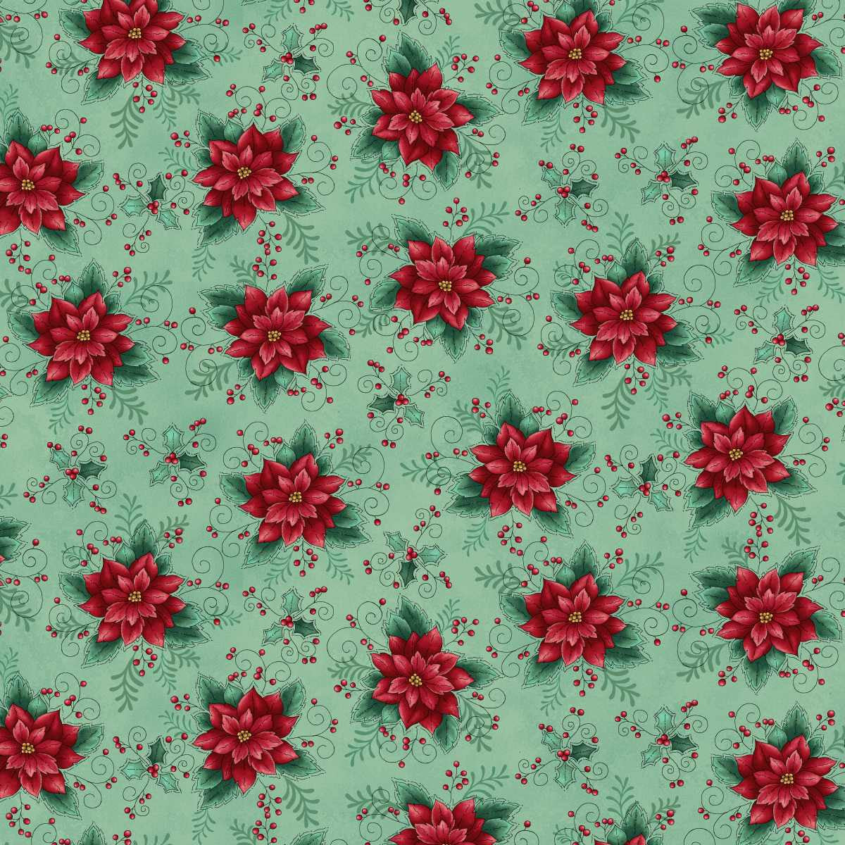 2534-17 Light Teal Poinsettia Toss || Gifts of Gratitude