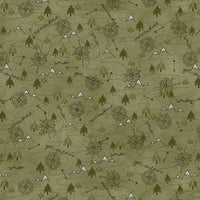 3138F-66 Green Mixed Media Mountain Trail Flannel || The Mountains are Calling