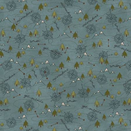 3138F-76 Teal Mixed Media Mountain Trail Flannel || The Mountains are Calling