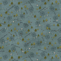 3138F-76 Teal Mixed Media Mountain Trail Flannel || The Mountains are Calling