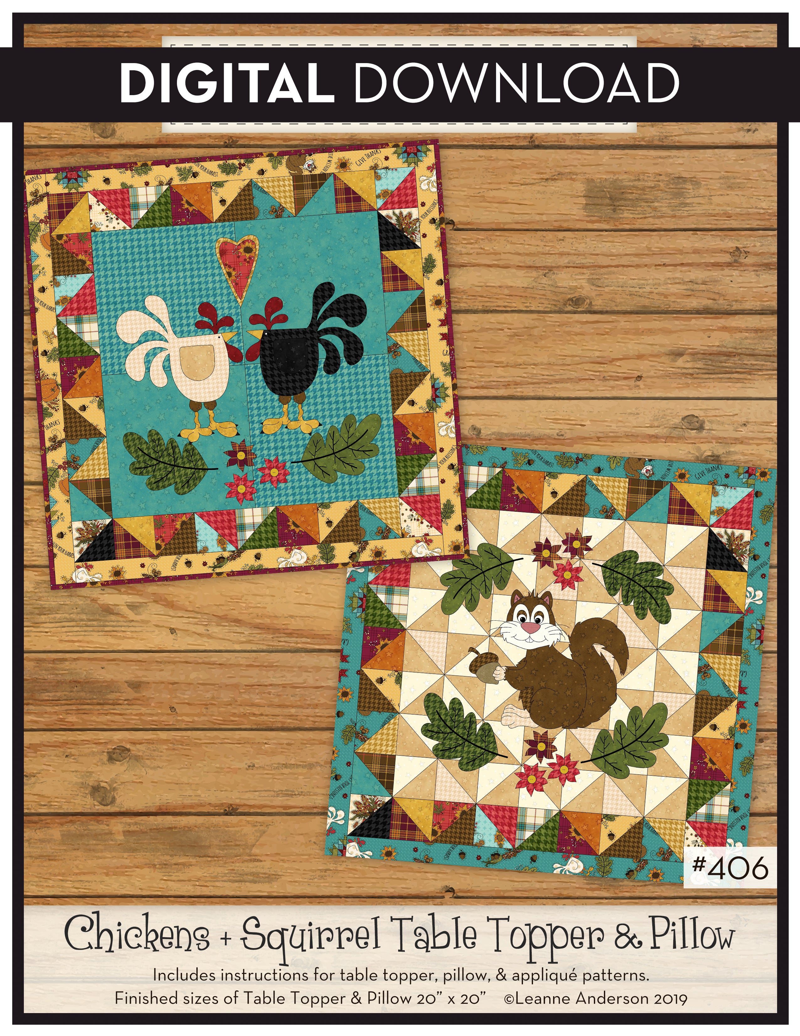 Chickens + Squirrel Table Topper & Pillow