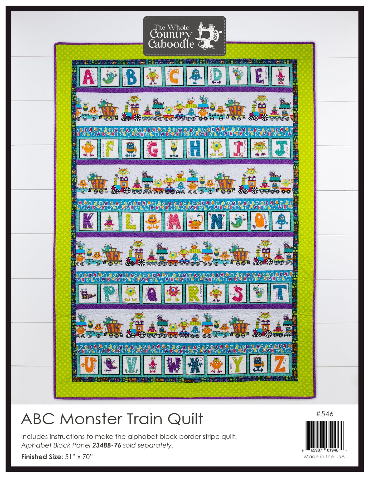 ABC Monster Train Quilt Pattern