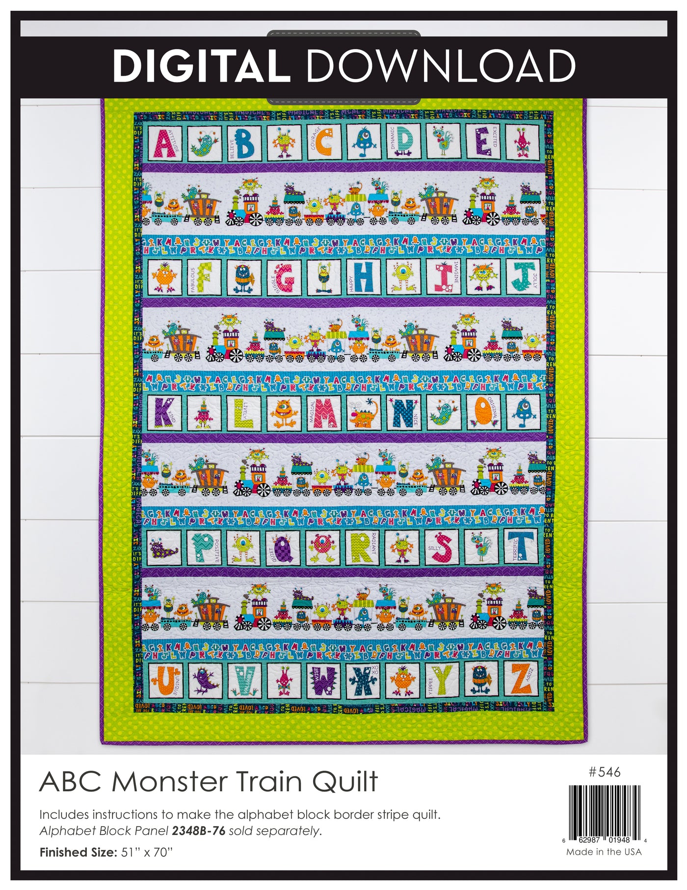 ABC Monster Train Quilt Pattern