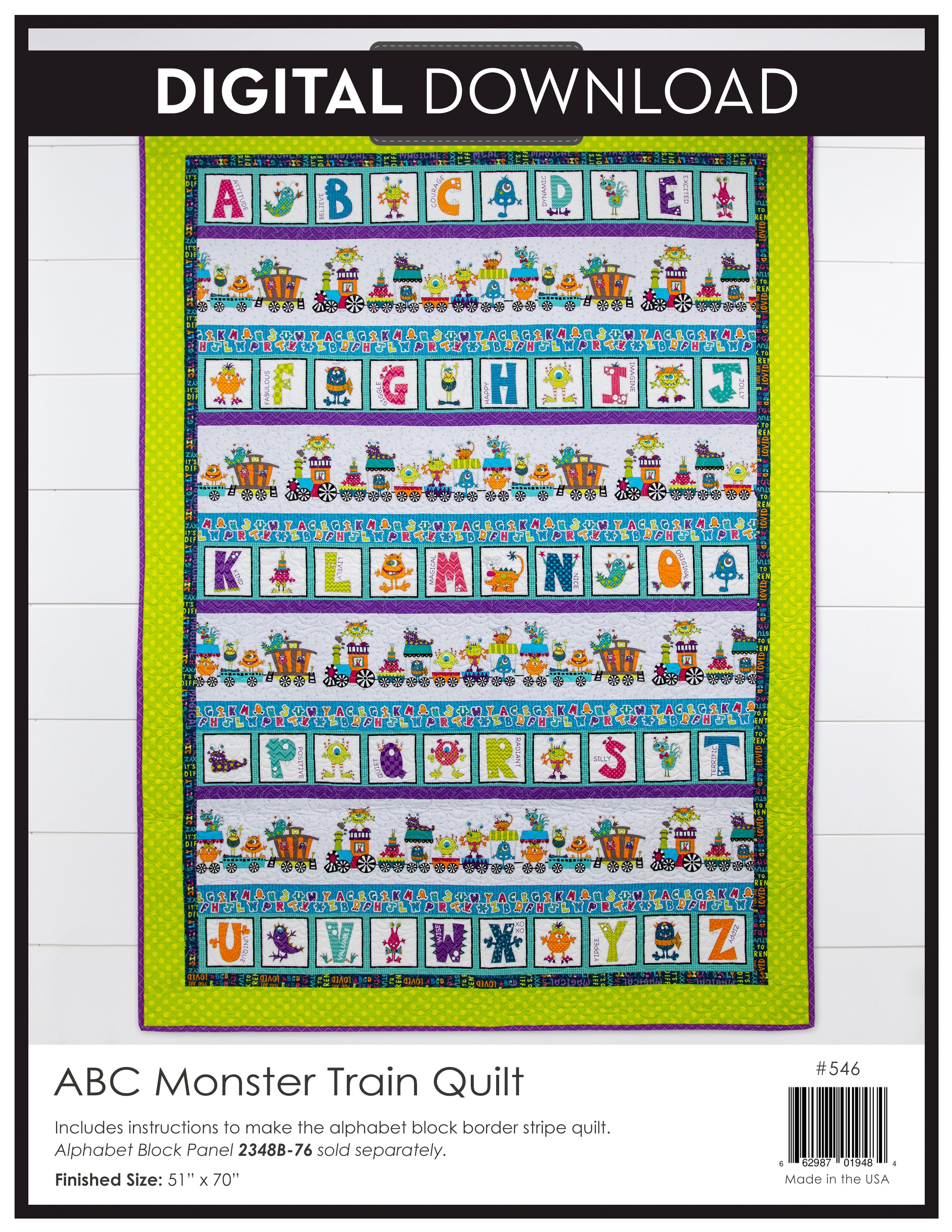 ABC Monster Train Quilt Pattern