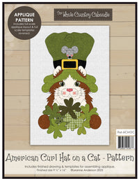 American Curl Hat on a Cat Applique Pattern