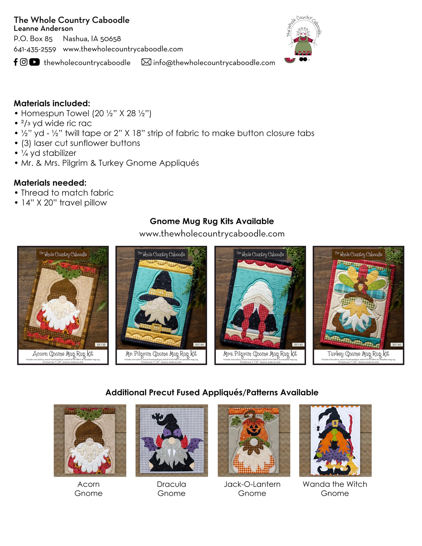 Autumn Gnome Trio Applique Pillow Cover Kit