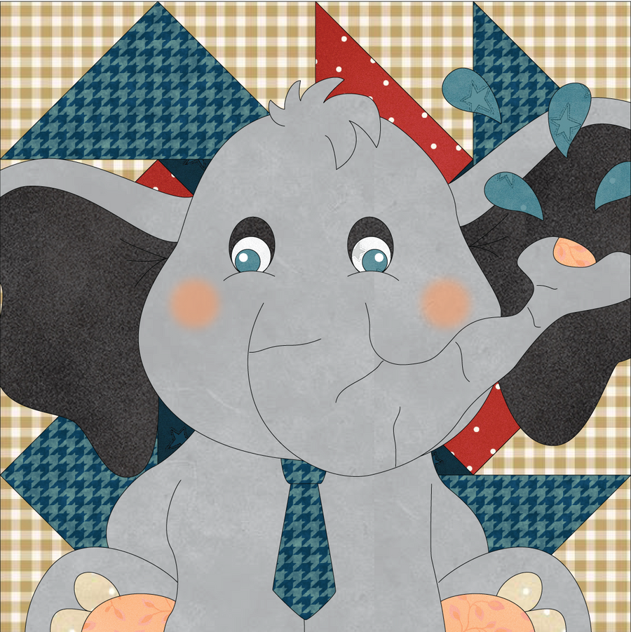 Baby Elephant & Applique Quilt Block Precut Fused Applique Pack