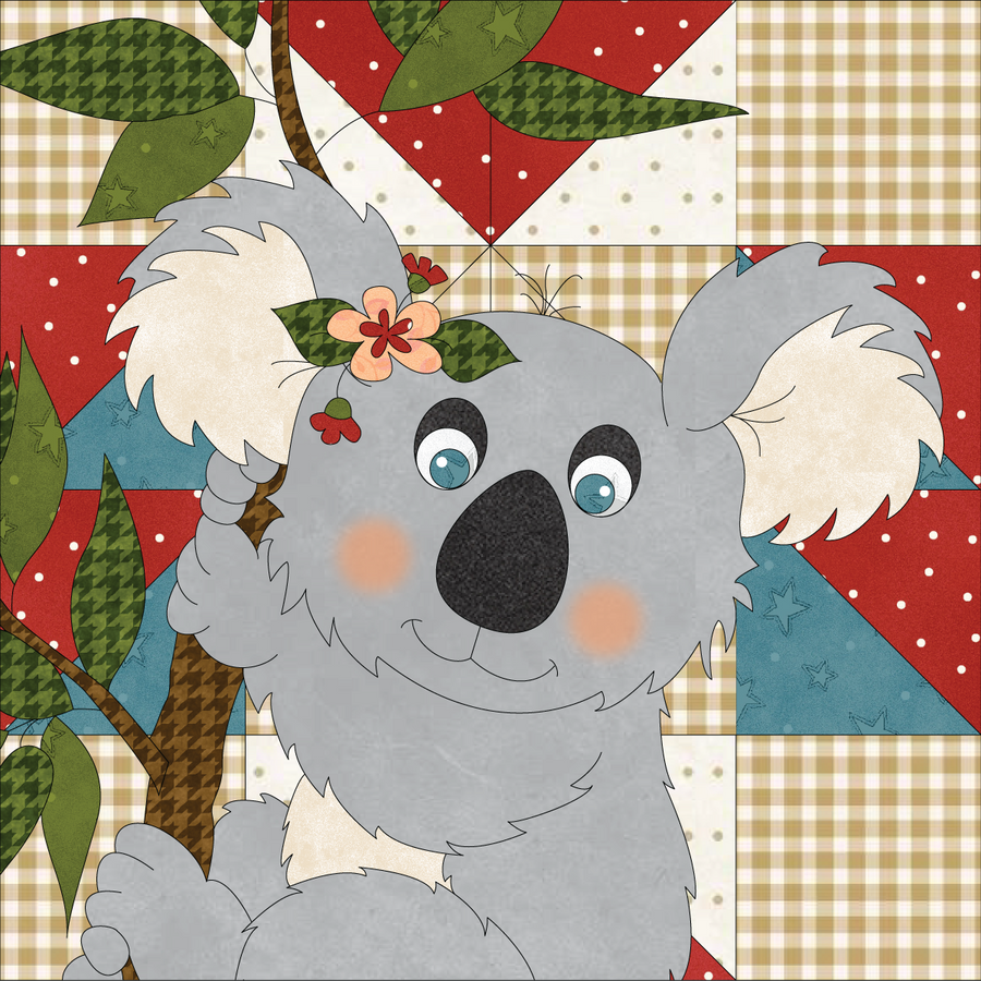 Baby Koala & Applique Quilt Block Precut Fused Applique Pack